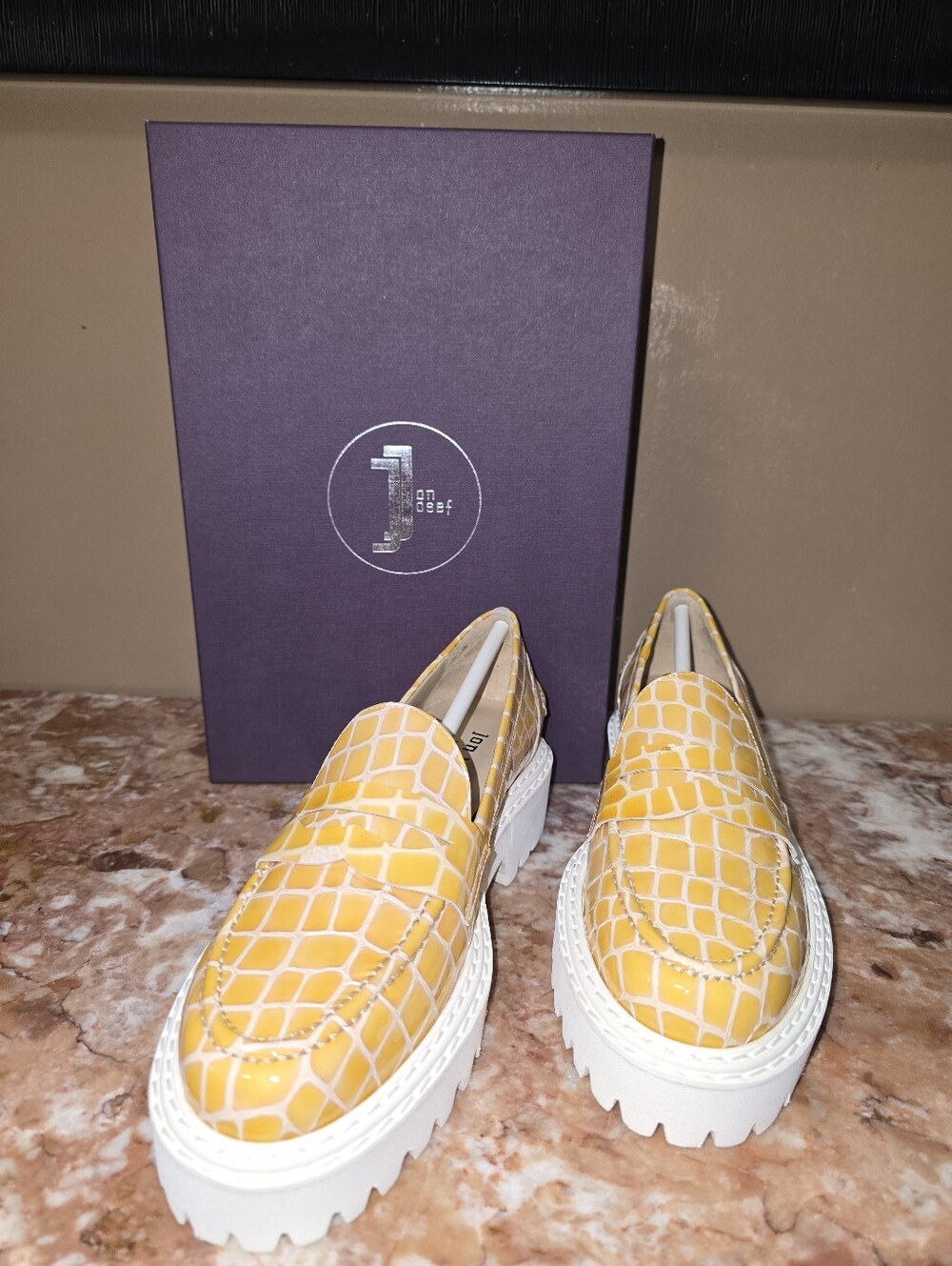Jon Josef New Penny Makeup Cartago, Yel Croc-Embossed Platform Loafers - Women
